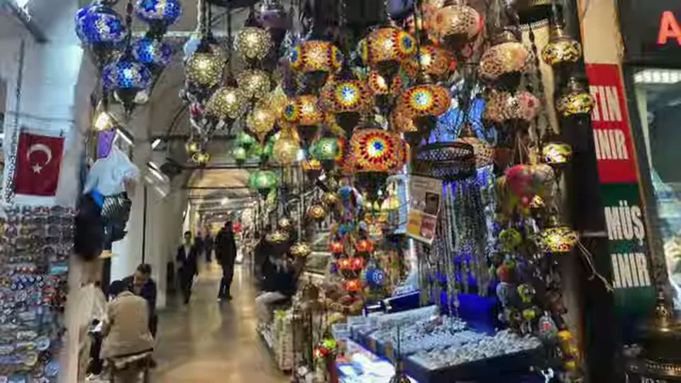 Vaulted arches and historic wooden structure inside the Spice Bazaar